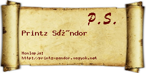 Printz Sándor névjegykártya
